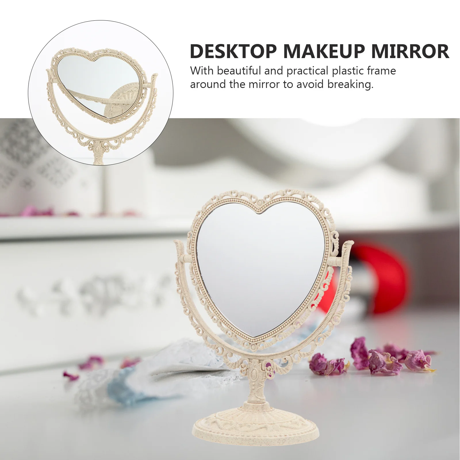 Miroir de maquillage Vintage pivotant de bureau, 1 pièce, élégant, pour commode, vanité, table, visualisation claire