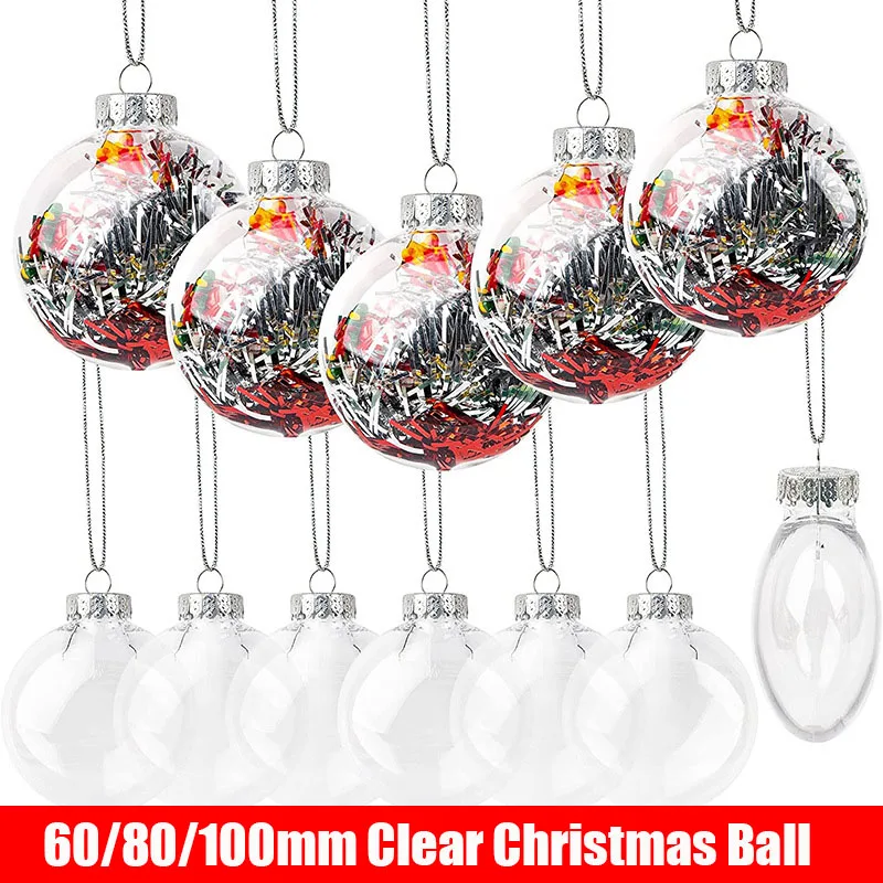 1PC 60/80/100mm Clear Plastic Christmas Ball Merrry Christmas Decoration DIY Paintable Christmas Tree Hangng Pendant Ornaments