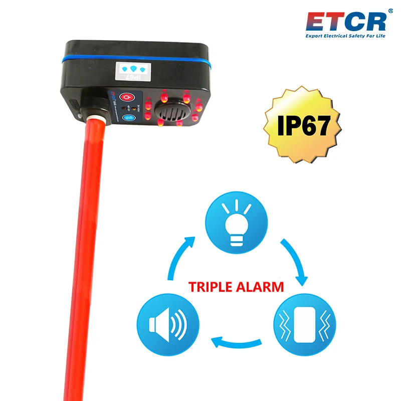 ETCR1840 WaterProof Approach Electricity Alarm IP67 40V-500KV Non-contact Induction Technology Emit Sound Light Vibration Remind