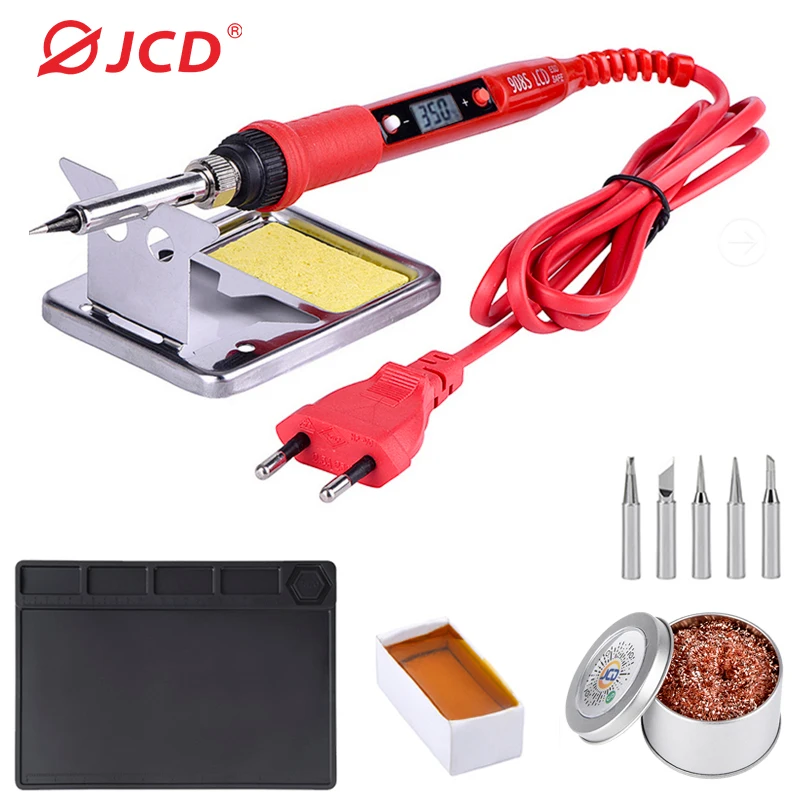 

JCD 80W Electric Soldering iron LCD Adjustable Temperature 220V Solder Welding rework soldering irons pump tips ceramics Heater