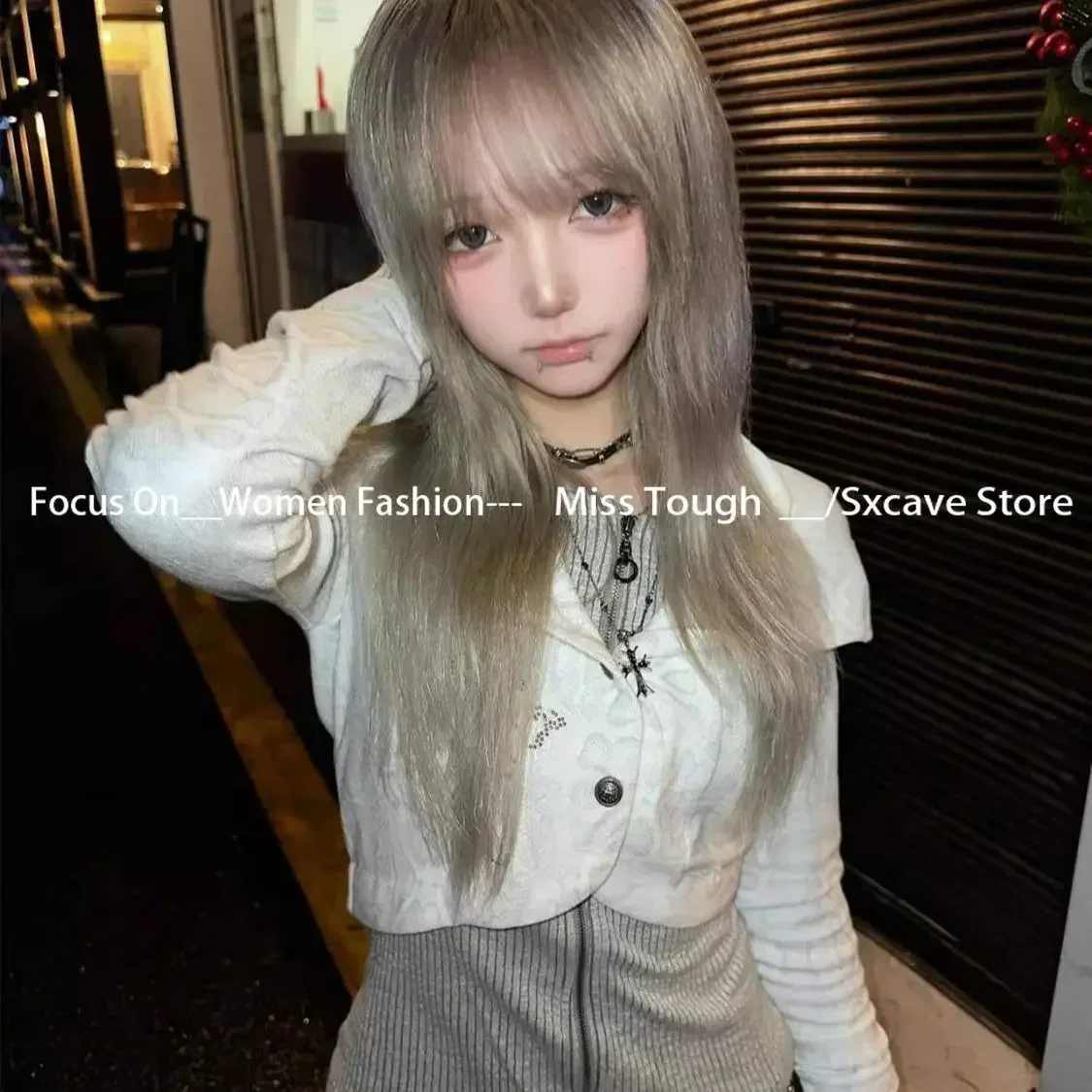 

Korejpaa Harajuku Sweatshirts Outwear Y2k Clothes Subculture Gothic Tees Hooded Women Long Sleeve Punk Jacket Coats Crop Tops