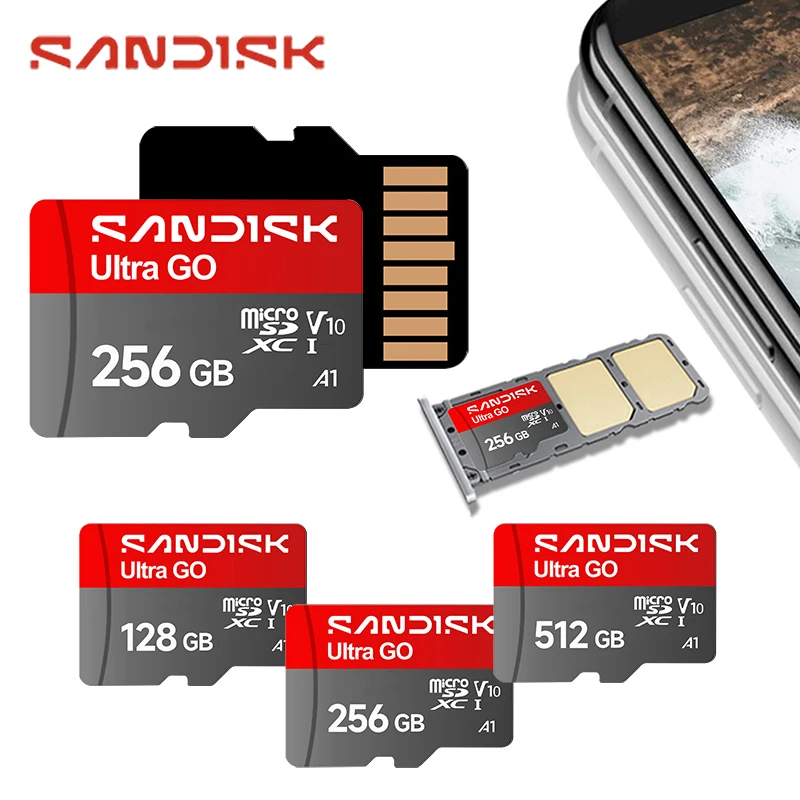 Original Sandisk A1 Utra Micro sd card SDXC 128GB 256GB 512GB 150MB/s High Speed Read Class 10 Full HD Video
