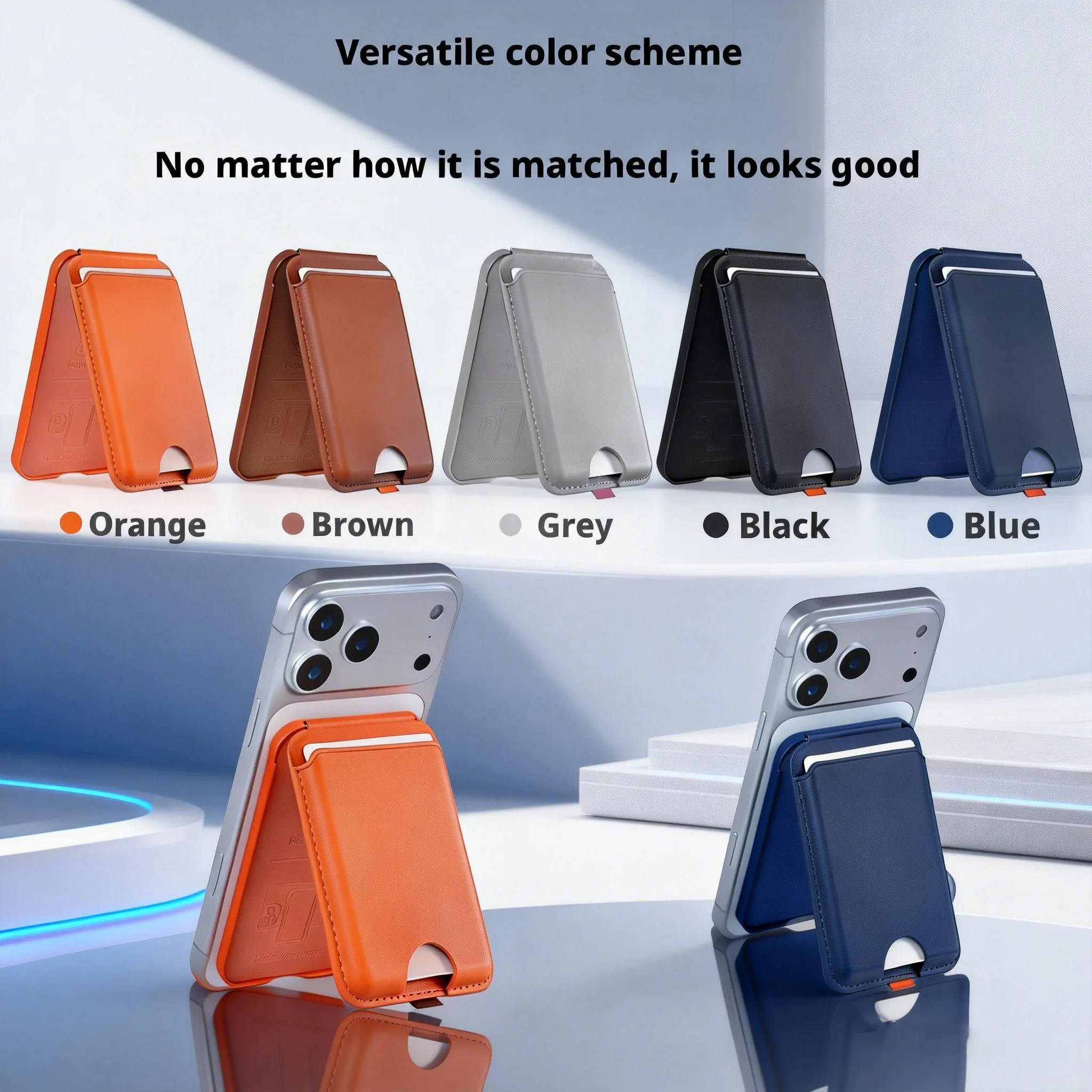 

Магнитная подставка для кошелька MagSafe, кожаный магнитный держатель для карт, кошелек для iPhone 17, 16, 15, 14, 13, 12, серия с регулируемым держателем