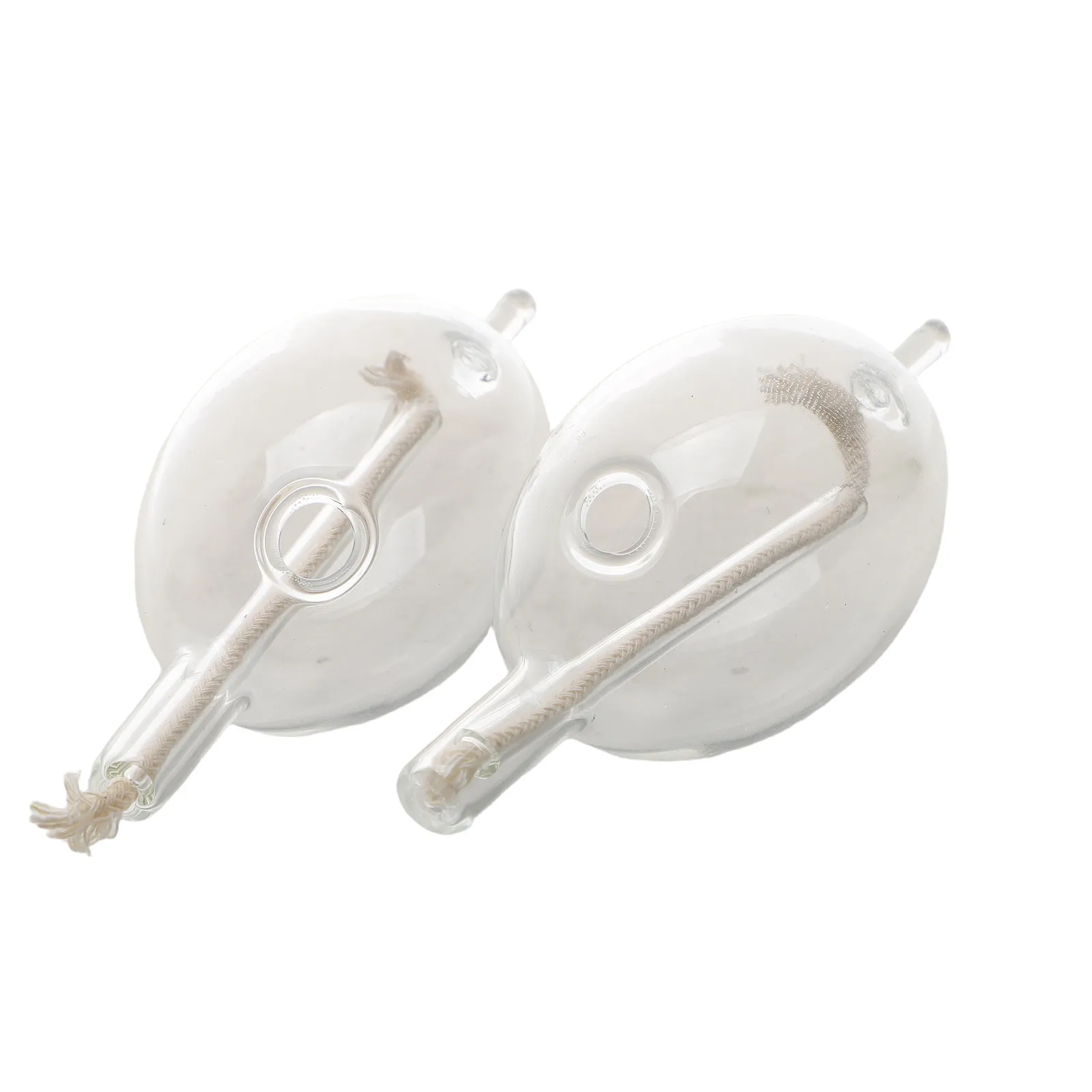 2Pcs Glass Oil Lamp Cups Teardrop Shape Refillable Transparent Wax Holder for Shabbat Shabbos Holders Safe No-Spill Glass