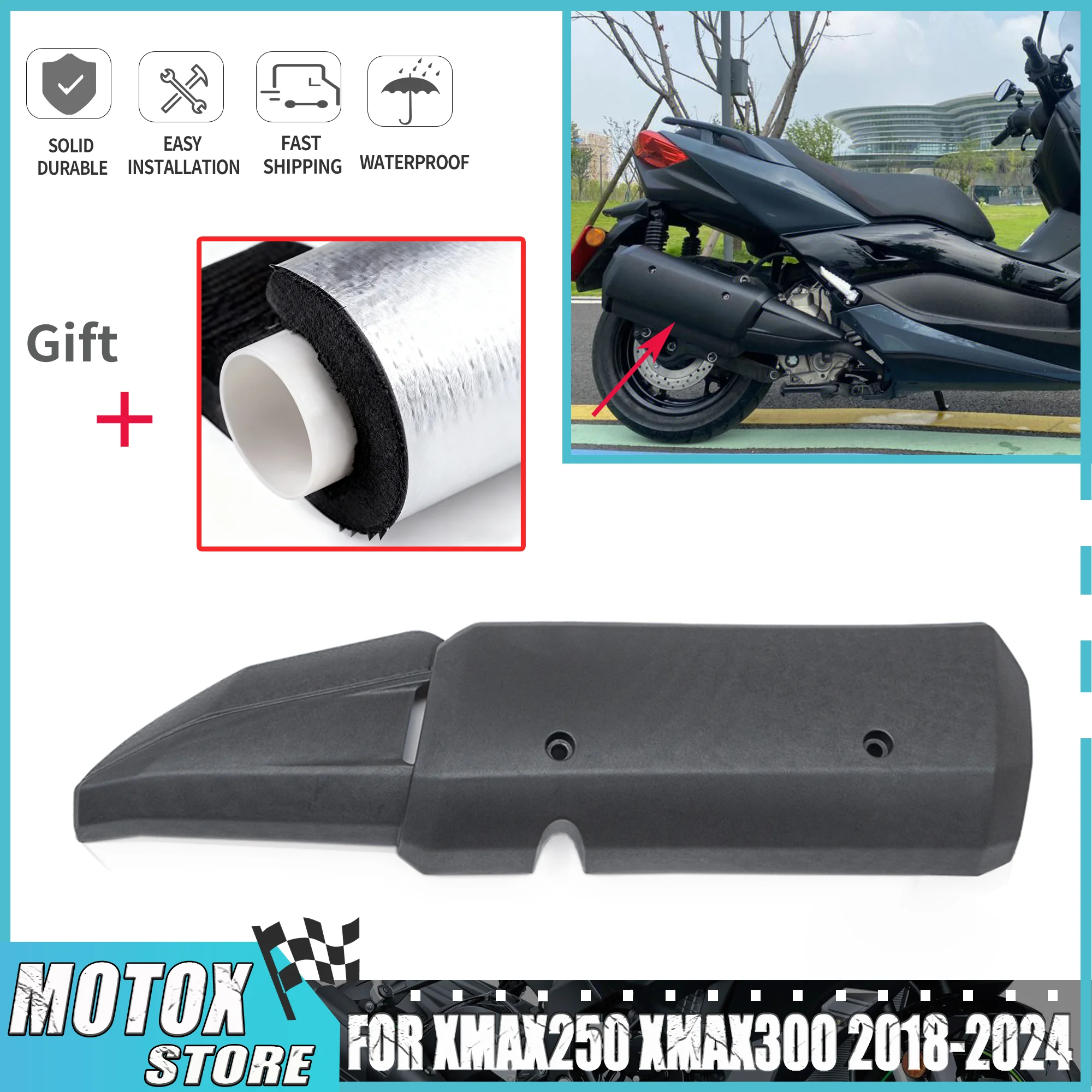 

For YAMAHA XMAX250 XMAX300 XMAX 250 300 Exhaust Pipe Exhaust Pipe Protector 2018-2024 2019 2021 2022 23 Heat Cover Muffler Cover