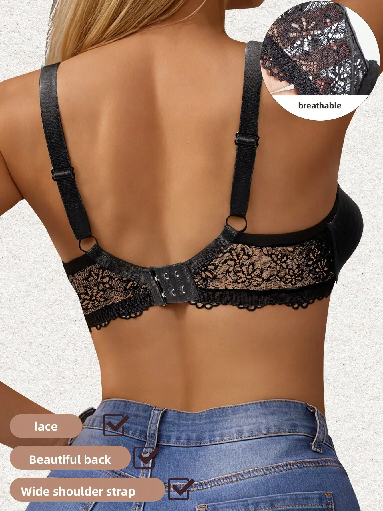 Sexy Push Up Bra Women Lace Solid Color Bras Underwire Crop Top Bralette Gathered Bras Brassiere Lingerie Backless Intimates