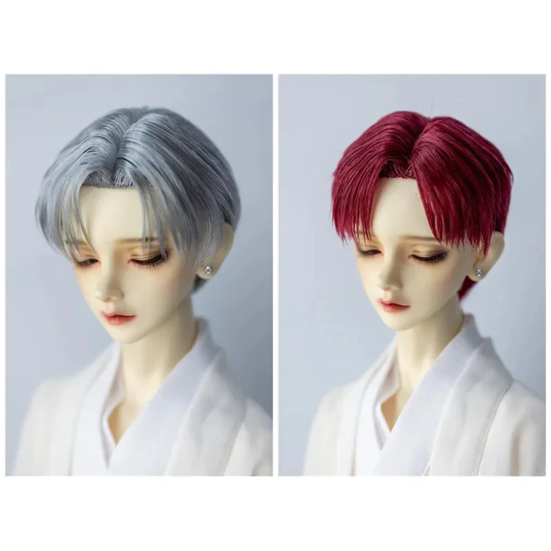 

Парик для куклы BJD, размер 1/3, 1/4, модный, новый, ручной вязки, из молочного шелка, тонкий, короткие мужские волосы, для трансформации, черный, серебристый