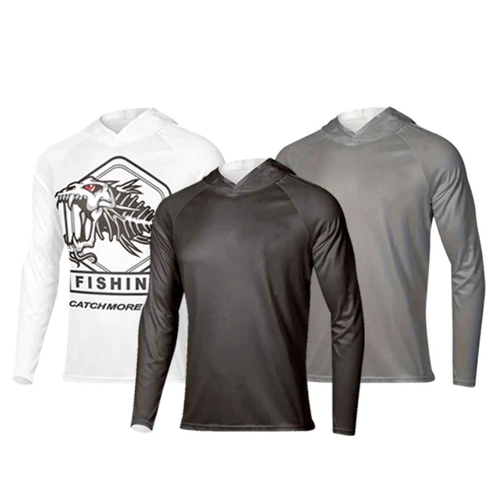 

Fishing Clothing Men Hooded Sunscreen Wear fishing shirts long sleeve uv protection hooded Outdoor hiking