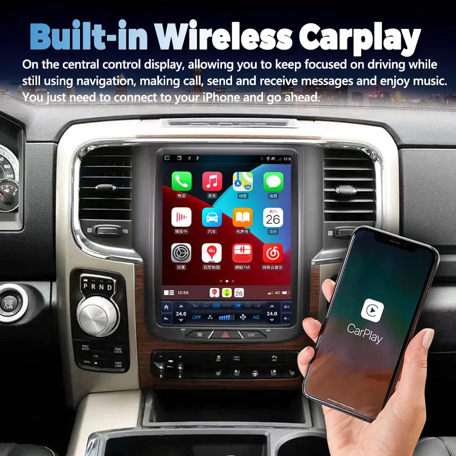 Android13 Carplay 12 Inch For Dodge RAM 1500 2500 2013-2017 Car GPS Navigation Auto Stereo Multimedia Player Radio Tape Recorder