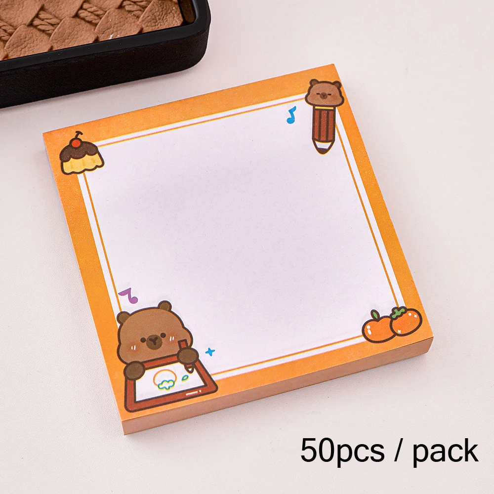 4Pack Kawaii Sticky Notes Capybara Notepad Korean Stationery Offices Accessories Material Paper Student Planner Back To School