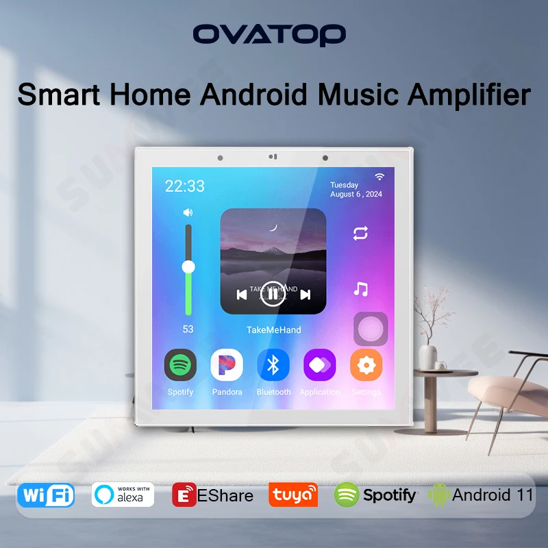 4 Inch Android 11 Tuya Smart Home Wall Amplifier Audio WiFi Alexa  Remote Control  Speakers Home Background  Amplificador Sets