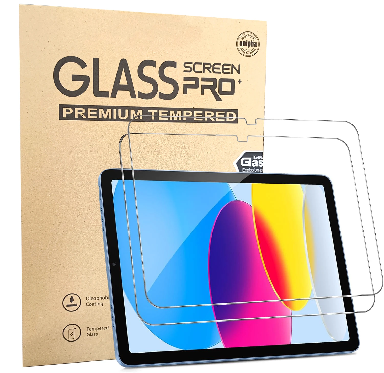 2-piece screen protector for iPad A16 11th/10th generation (2025/2022 model), tempered glass film with anti-shatter feature, eas 2