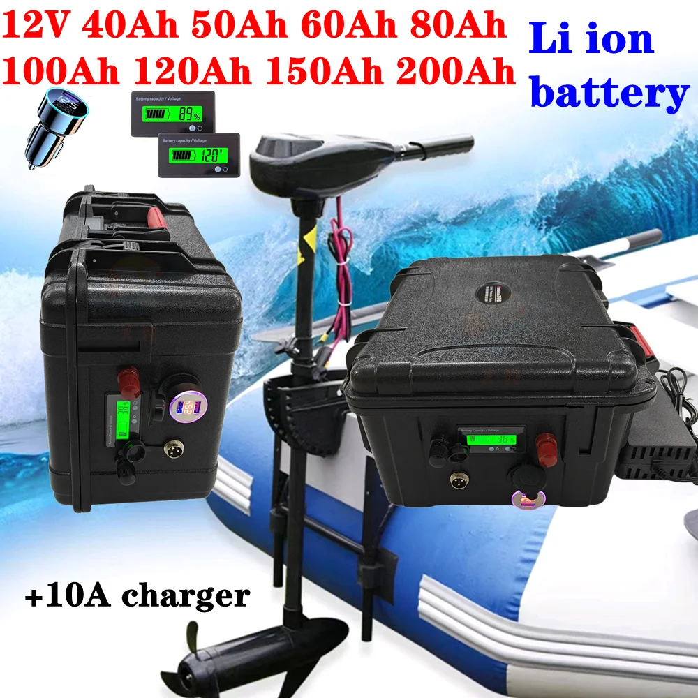 impermeabile 12v 80Ah 100ah 60Ah 150Ah batteria al litio 12v 200ah li ion per traina motore pesca gommone campeggio EV