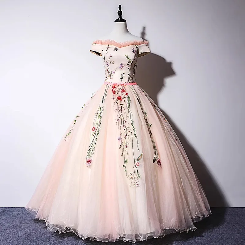 

Performance Wedding Dress Female 2026 New Elegant Bridal Colorful Flower Large Size Equal Autumn Cantata Strap Long Dress