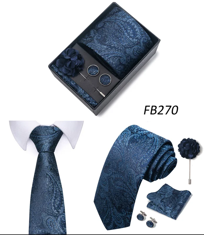 Neue Designer Blau Rot Grün Paisley Krawatten Für Männer Hochzeit Party Krawatte Luxus Krawatte Einstecktuch Cufllink Brosche Set – Detail 10