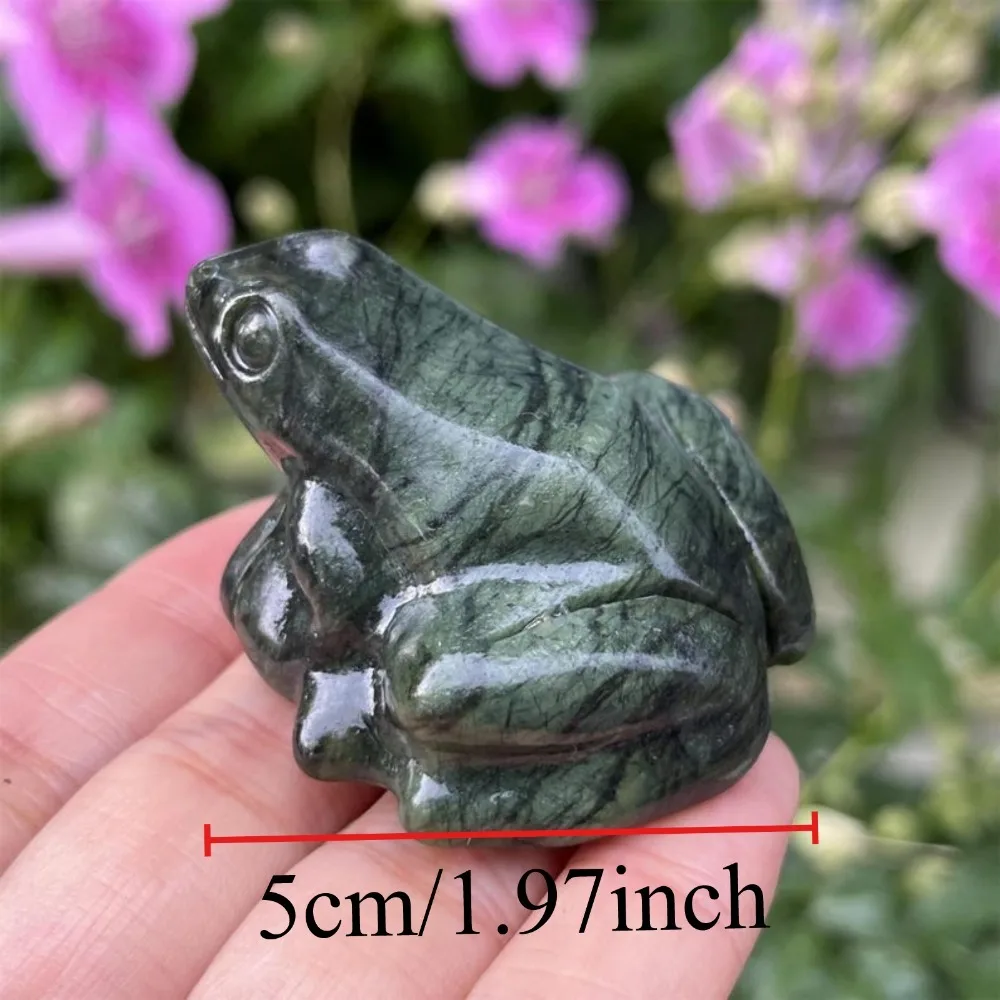 Natural Crystals Jade Frog Figurine Miniature Frogs Statue True to Life Animal Figurine Specimen Reiki Healing Children's Gift
