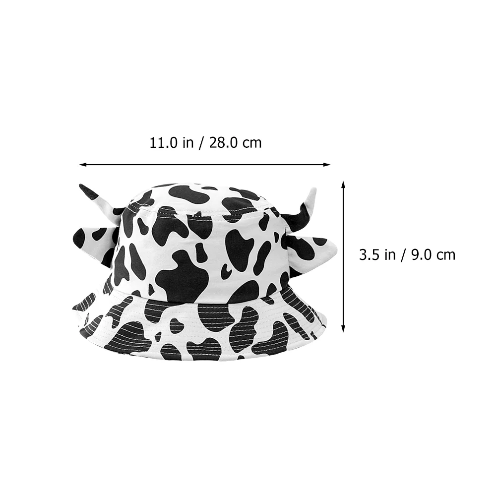 Cow Bucket Hat Household Gifts for Family Prints Fisherman Anti-UV Cap Cotton Presents