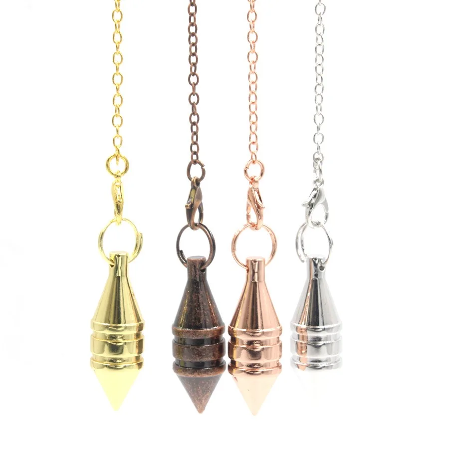 Copper Metal Divination Pendulum for Dowsing Healing Reiki Pointed Rose Gold Color Spiritual Pendulos Dowsing Rod Pendant  X211