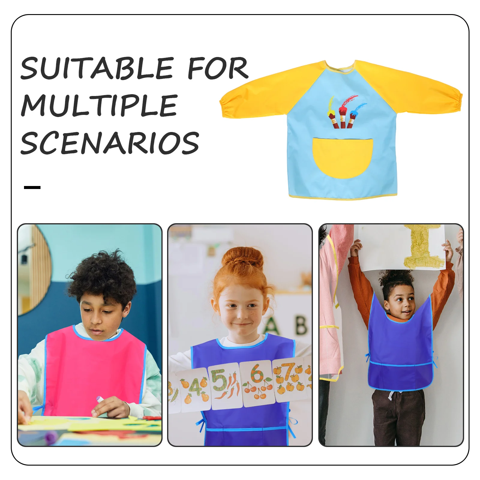 Art Smocks مقاوم للماء بأكمام طويلة قابل للتعديل، مآزر رسم مناسبة للحرف اليدوية، فستان فني بأكمام طويلة #6