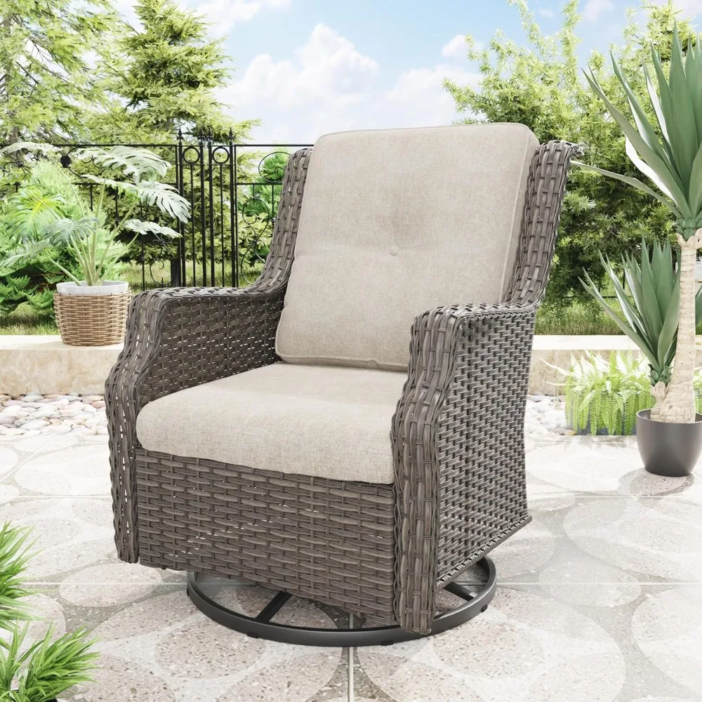 

Outdoor Swivel Rocker Patio Chair,with 3.5" Water-Repellent Cationic Layer Fabric Cushions,360 Degree Patio Swivel Glider Chair