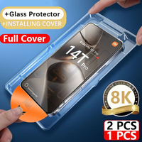 1-2PCS 8K Dust Free Glass For Xiaomi 14T 14 13 12T Pro HD Oleophobic Coating Screen Protector Easy Installation Protective Glass