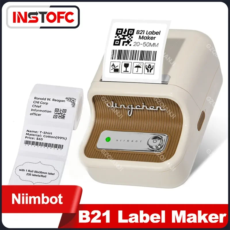 Niimbot B21 Portable Thermal Printer Inkless Bluetooth Barcode Label Maker for Home Office with Gift Tape Clothing Jewelry New