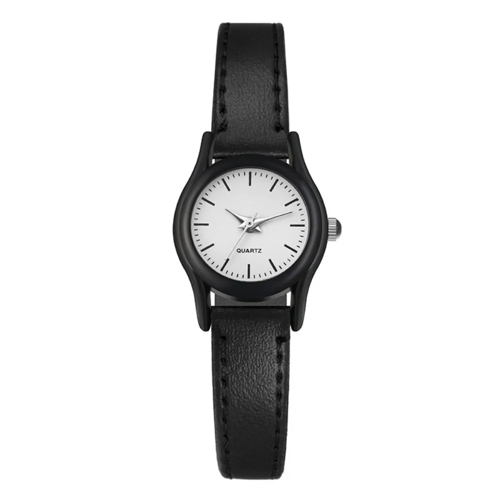 Casual Minimalist Quartz Watch Round Dial Stainless Steel Couples Watch Leather Strap Simple Classic Wristwatches Gifts