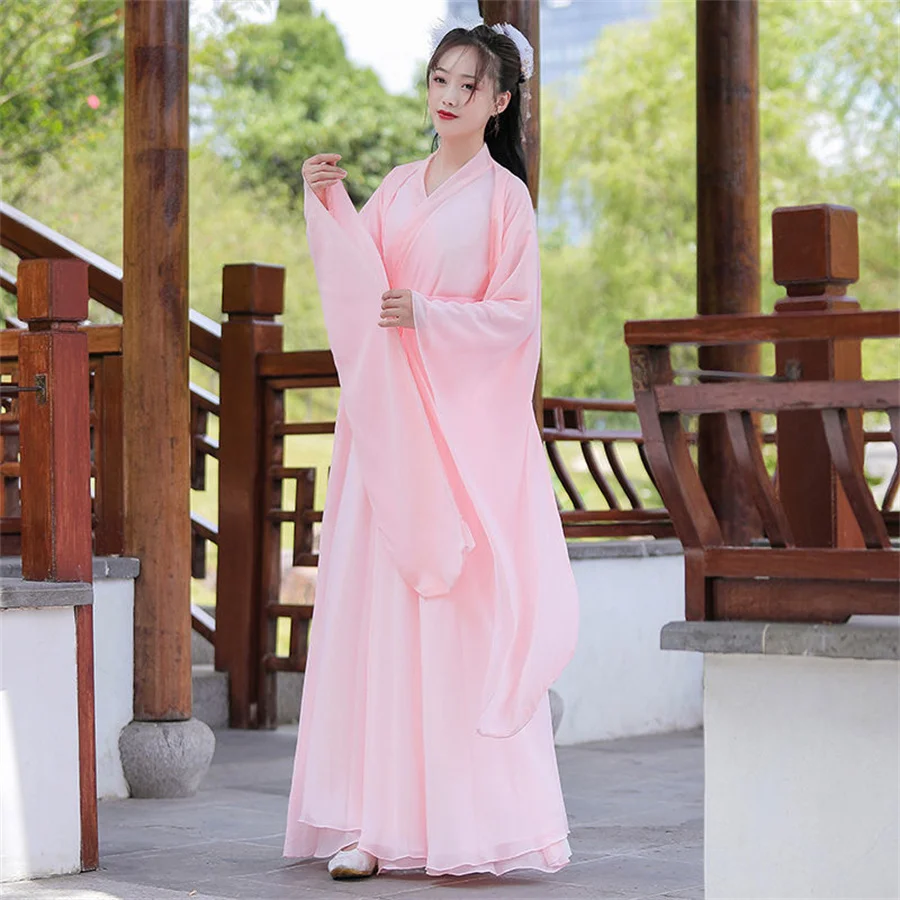 Chinese Traditional Folk Dance Costume Women Hanfu Clothing Lady Ancient Swordsman Cosplay Outfit Tang Dynasty Stage Dance Wear