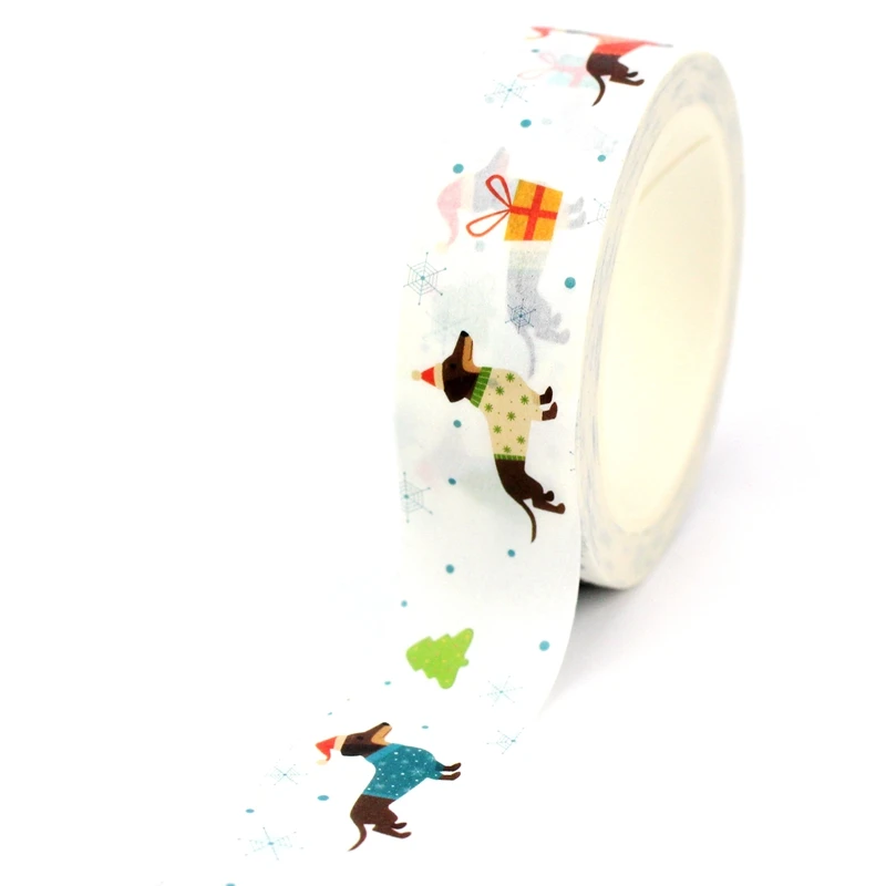 2023 NEW 1PC. 10M Decor Dachshund Christmas Seasonal Washi Tape for  Journaling Adhesive Masking Tape Cute Stationery