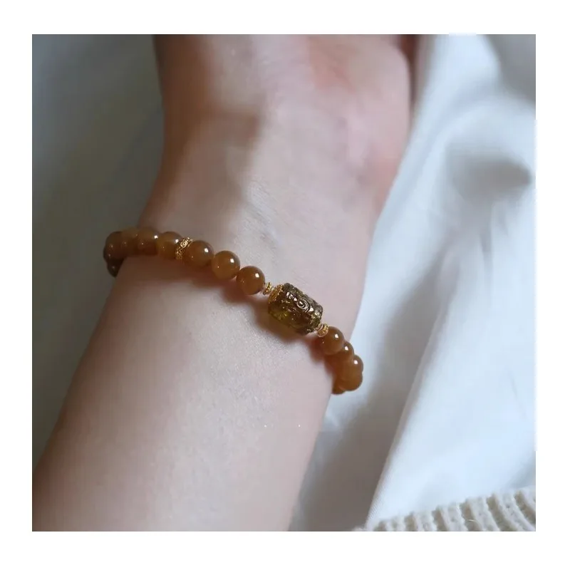

New Chinese Hetian Yutang Yu Tourmaline Bracelet Women's Light Luxury Bracelet Premium Sense Retro Super White Temperament Hand