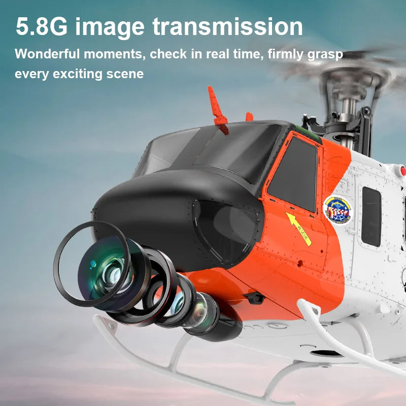 YUXIANG F07S UH-1 Huey 2.4G 9CH GPS Optische stroomlokalisatie TOF LiDAR Hoogte Hold Dual Borstelloze 1:34 Schaal RC Helicopter