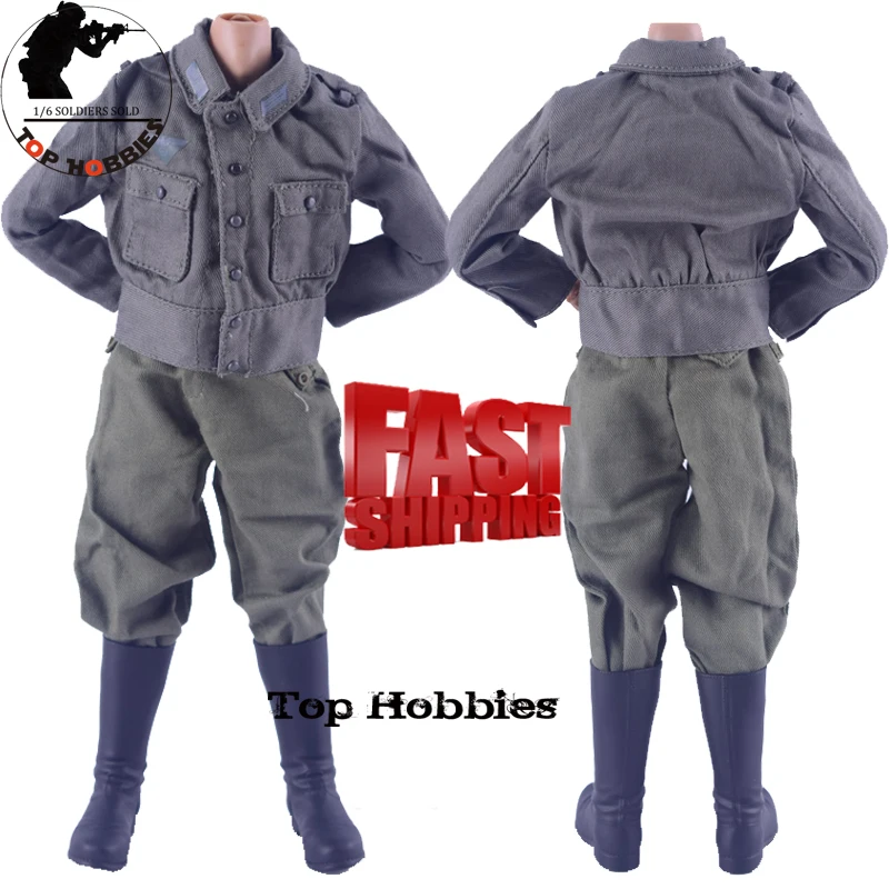 Alemão Militar Uniformes Curtos para Masculino, Segunda Guerra Mundial Soldado Calças Suit, 12 em Masculino Action Figure Corpo, Segunda Guerra Mundial, M44, M42, 1 6Sca Soldado do Exército