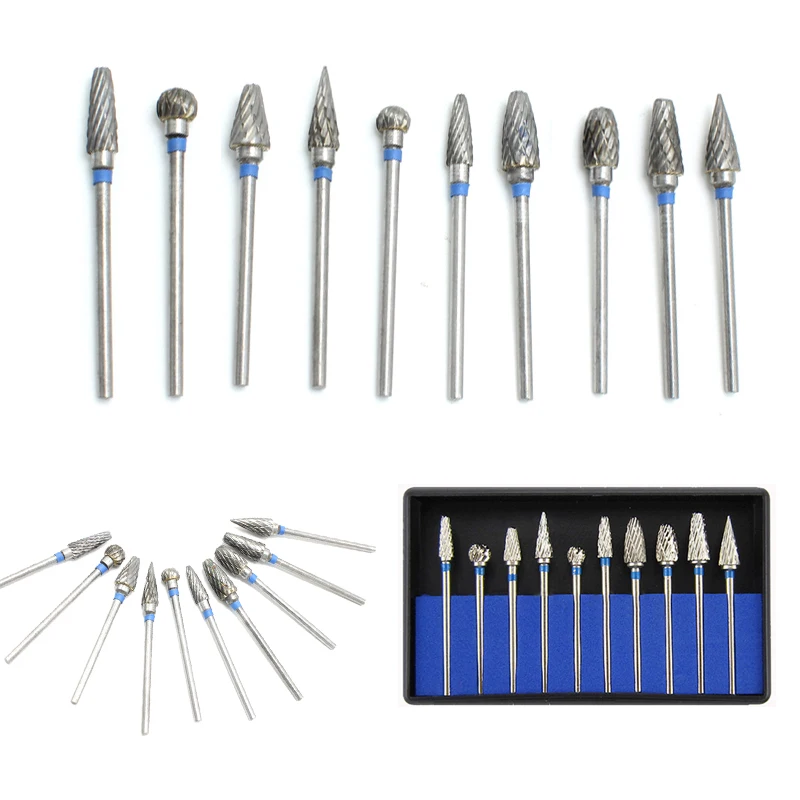 

10Pcs Dental Tungsten Carbide Burs Kits Tungsten Dental Milling Cutters Tungsten Steel Grinding Head Lab Burrs Tooth Drill