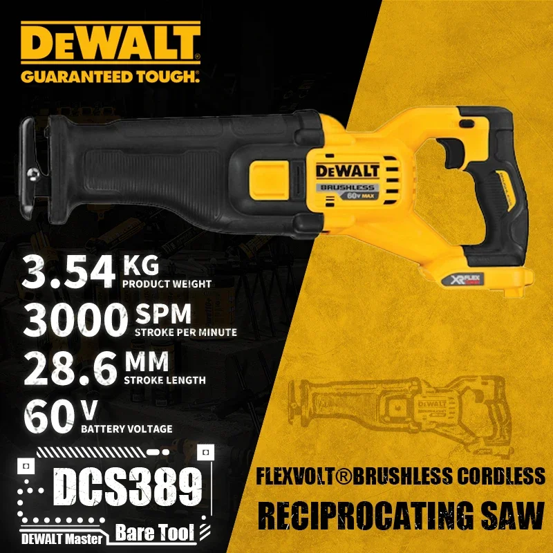 DEWALT DCS389 Brushless Cordless Reciprocating Saw FLEXVOLT® 60V Lithium Power Tools 3000SPM Bare Tool