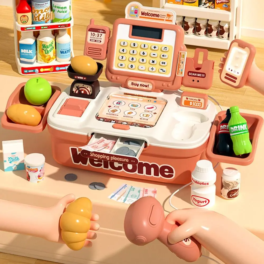 64 قطعة من تصميم تقليد أمين الصندوق باللون الوردي والأخضر، لعبة منزل بلاستيكية، لعبة تطوير ذكاء اللعب التفاعلي