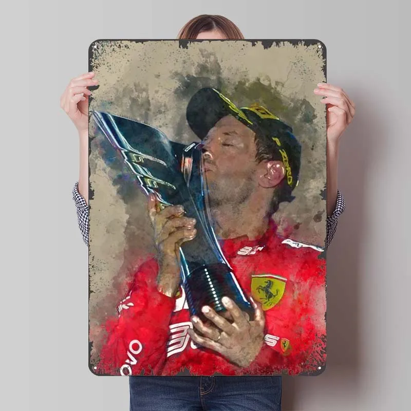 Sebastian Vettel Tinplate Signs Sports Poster Decor for Room Decor Items Aesthetic Bedroom Decoration Home Retro Wall Art Mural