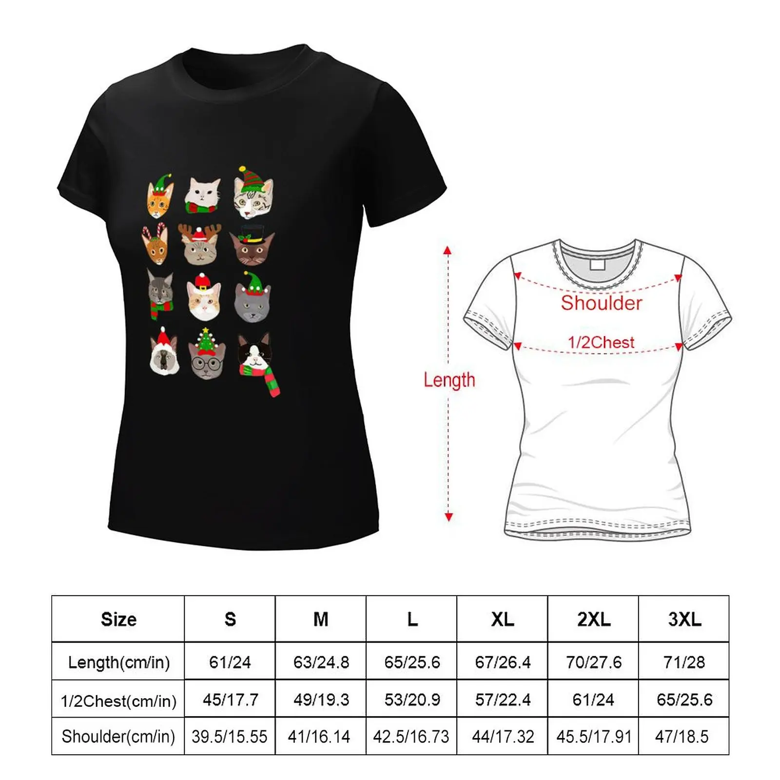 FESTIVE CATS XMAS T-Shirt Aesthetic clothing tees lady clothes cute t-shirts for Women