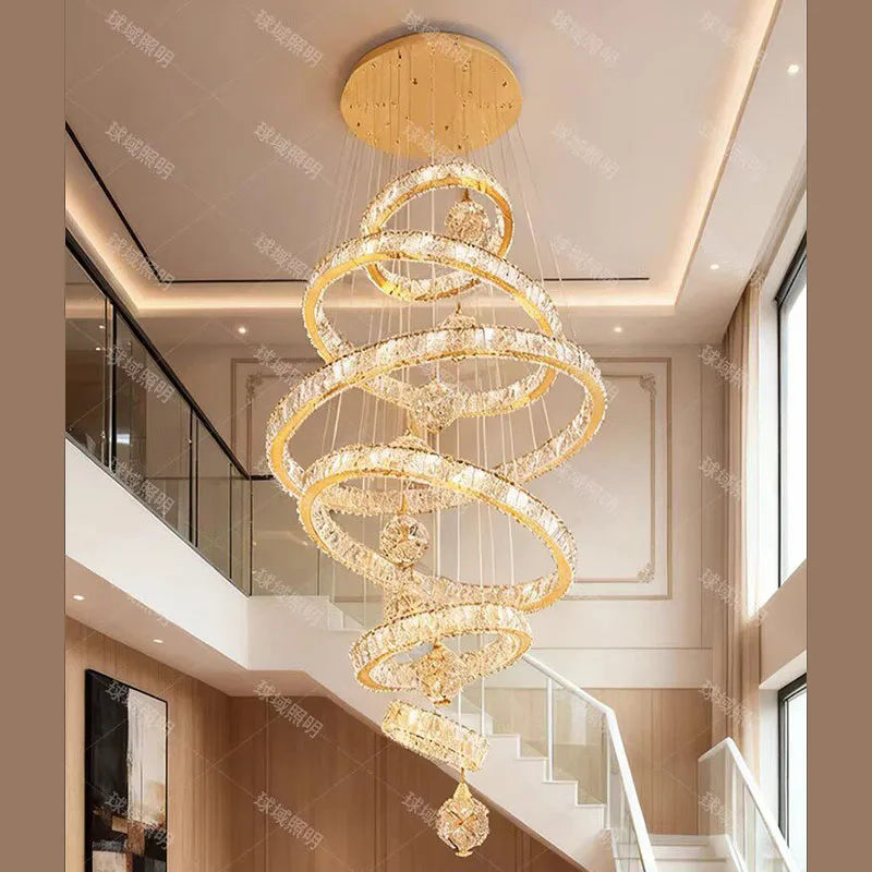 

Modern home decoration crystal chandelier, stair Pendant lamp, living room Pendant lights, interior lighting