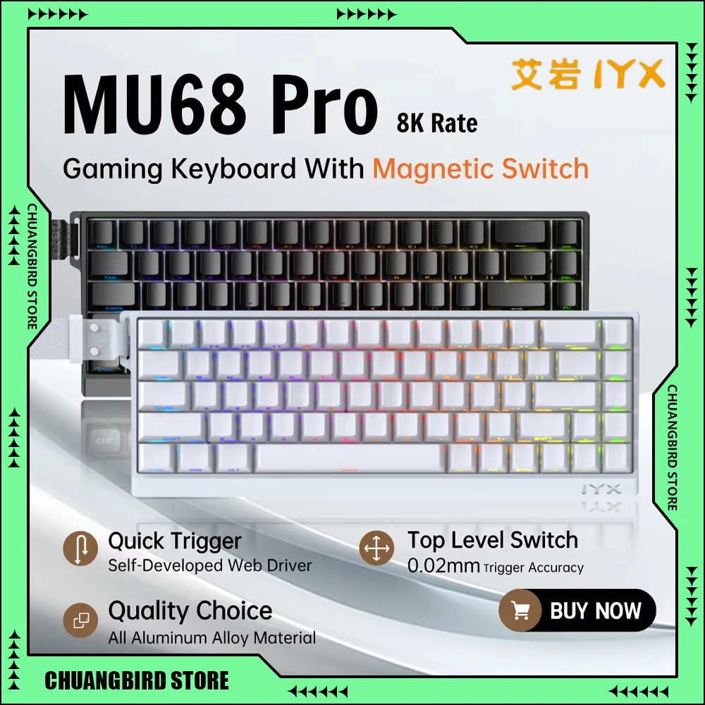 IYX MU68 PRO/Ultra Wired Magnetic Switch Gaming Keyboard Aluminum Alloy 8000Hz Hot Swap Mechanical Keyboards SOCD/RS Valorant