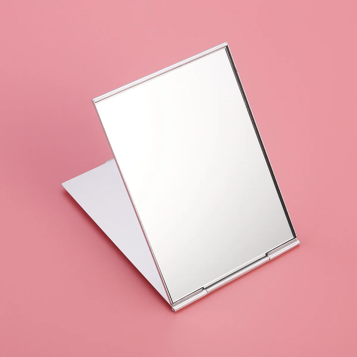 Silver Folding Makeup Mirror Portable 11.5x8cm Single Side Travel Foldable Mirror Clear Surface for Home Office Daily Shaving