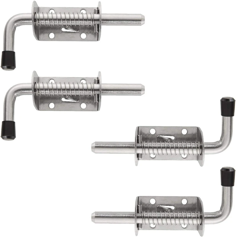 

4 Pack 5 Inch Spring Loaded Latch Pin 304 Stainless Steel Barrel Bolt Thickened 2Mm Door Lock, Brushed Finished