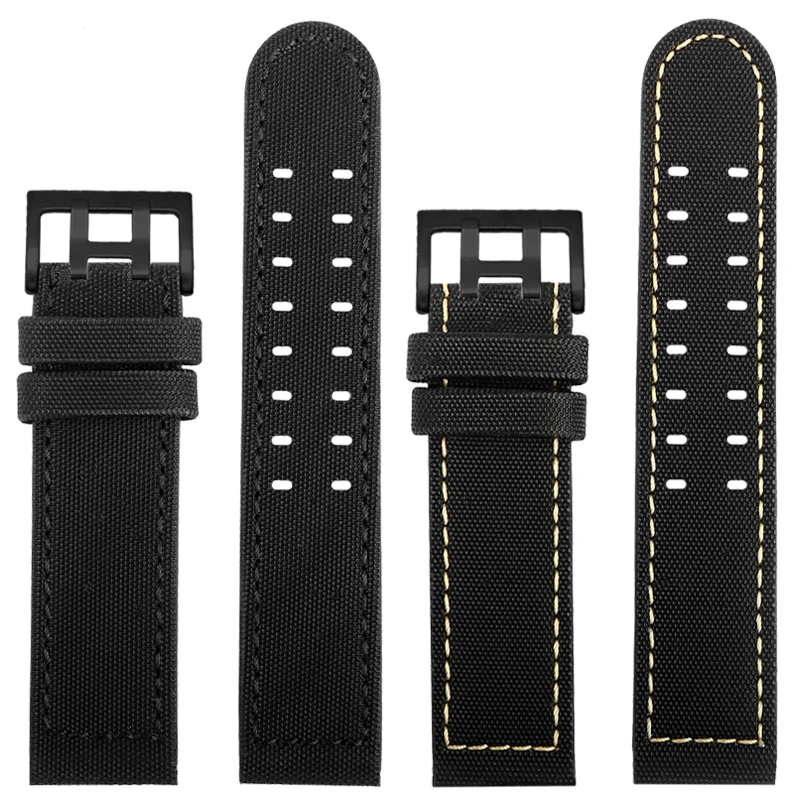 Nylon +Leather Watchband Strap For Hamilton Kaki Field Aviation H70575733 H71626735 Waterproof Watch Bracelet Male 20mm 22mm