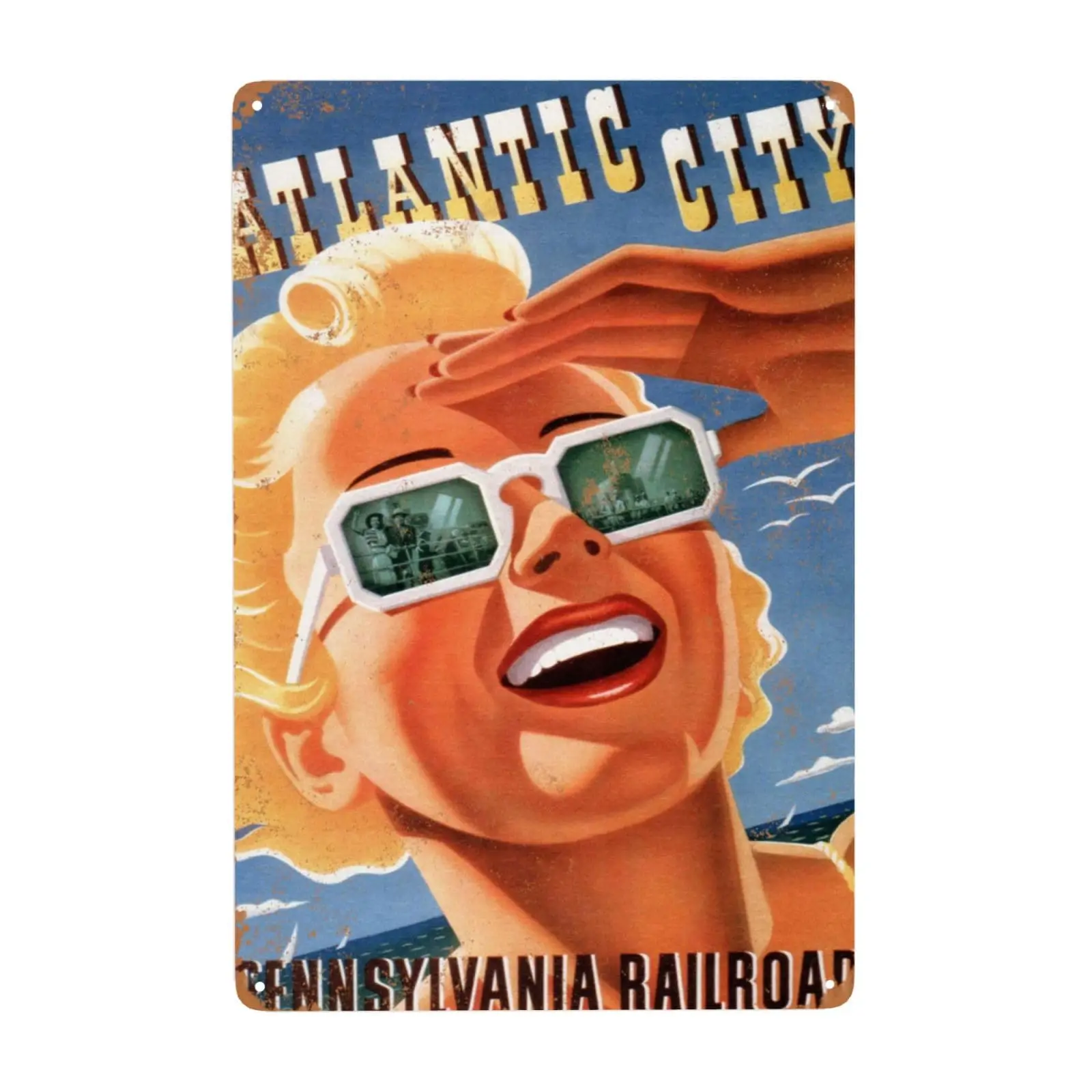 Atlantic City Travel Metal Signs Aluminum Sign, Chic Vintage Tin Signs, Retro Rusty Traces, Classic Designs, Stylish Funny, Vers