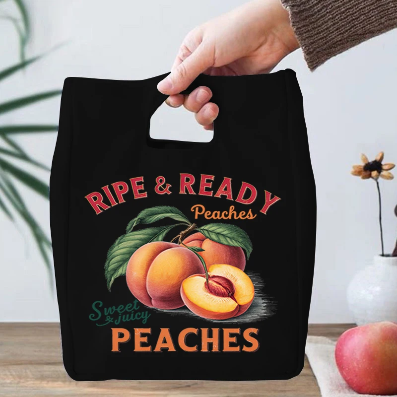 Fashion Design Canvas Lunch Bag Students Fruits Letter Print School Teen Picnic Food Bag Fruits Lover Gift Portable Lunch Bags