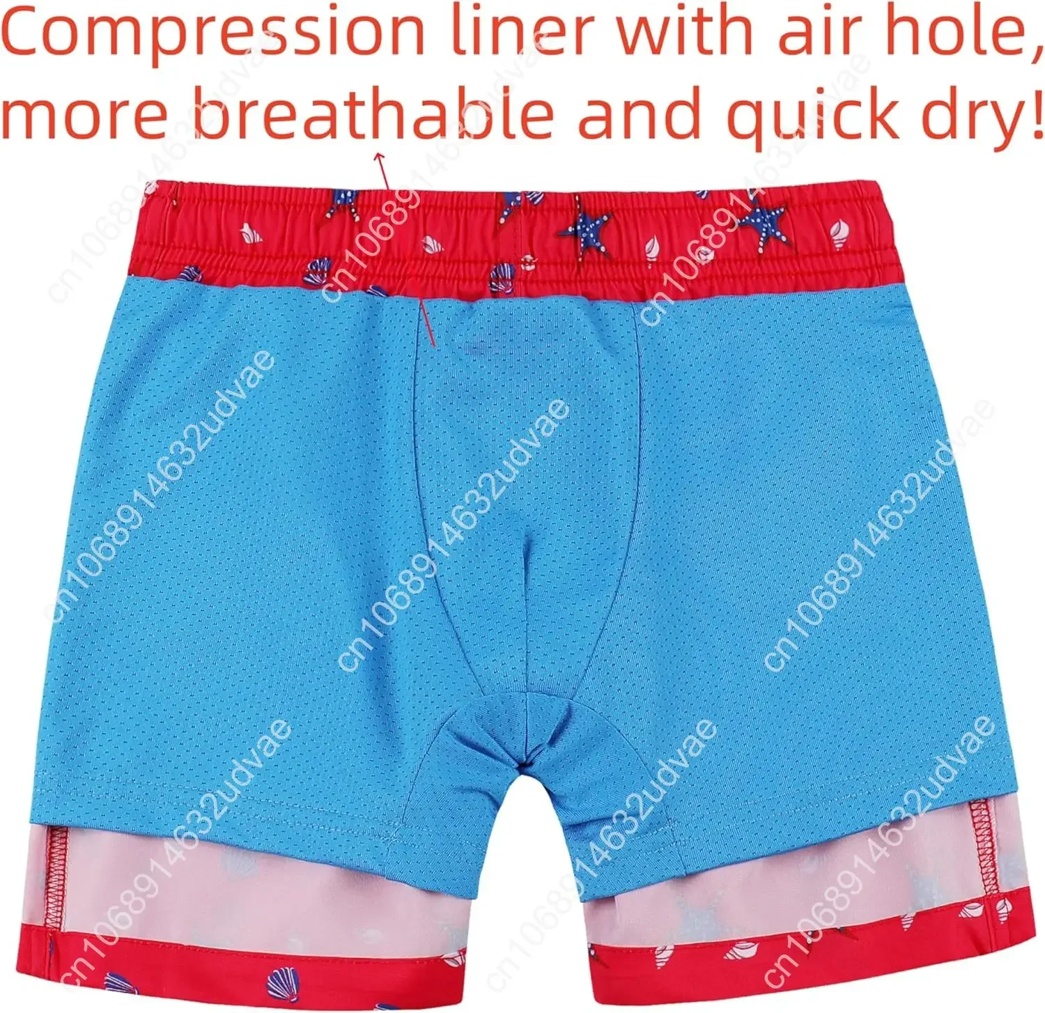 MILANKERR Toddler Boys Swim Trunks with Compression Air Holes Liner Quick Dry