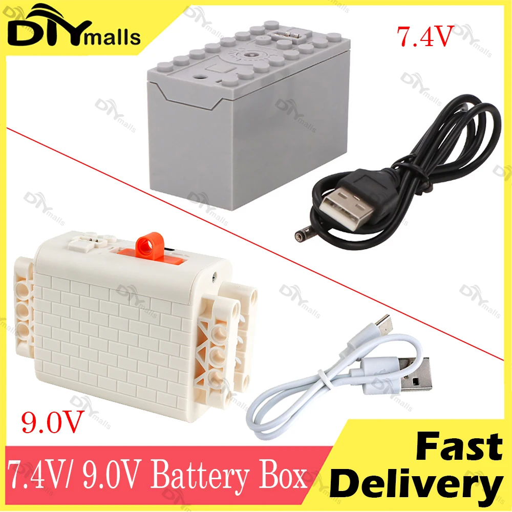 

Чехол для перезаряжаемой литиевой батареи MOC 7,4 В 9 В для MOC Building Block Power Functions 59510 8883, серводвигатель автомобиля 8878 8881