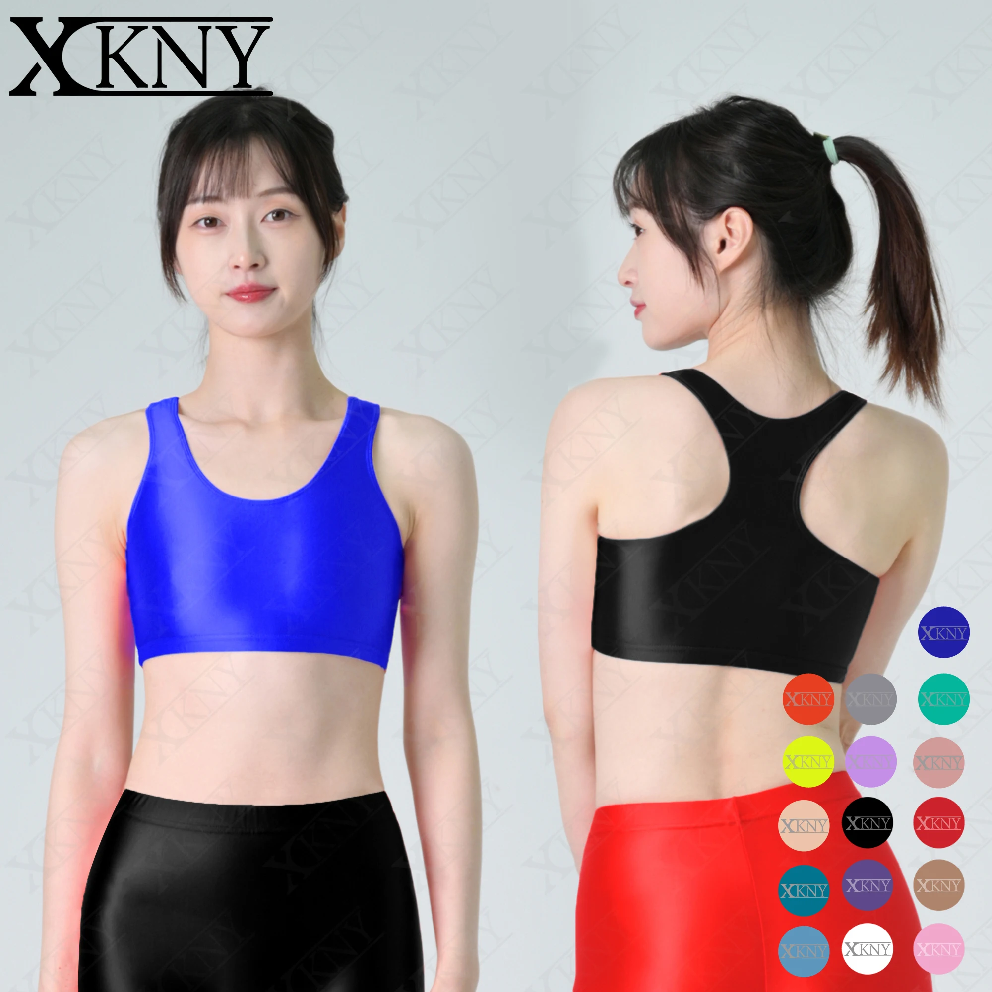 XCKNY Oily silky vest elastic versatile  bottomed shirt sleeveless suspender oil glossy vest sports Yoga swimming underwear