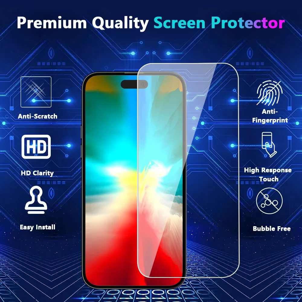 5pcs Tempered Glass For iPhone 15 Pro Max Screen Protector For iphone 7 8 11 12 13 14 Plus X XR XS Max Mini Protective Glass