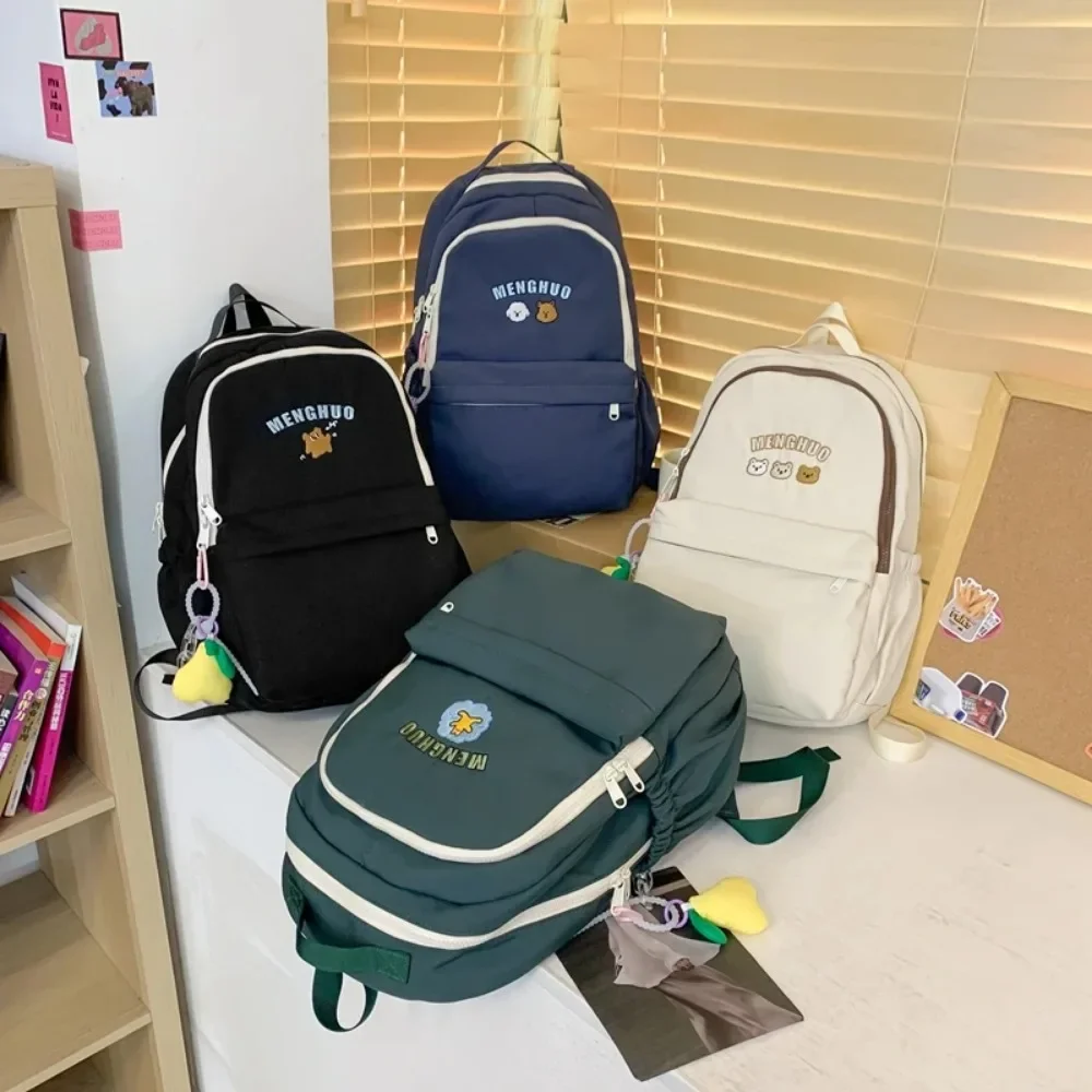 Mochila Kawaii bordada con oso para mujer, bolso escolar de alta capacidad, estilo Harajuku japonés, ideal para viaje, estudiantes universitarios