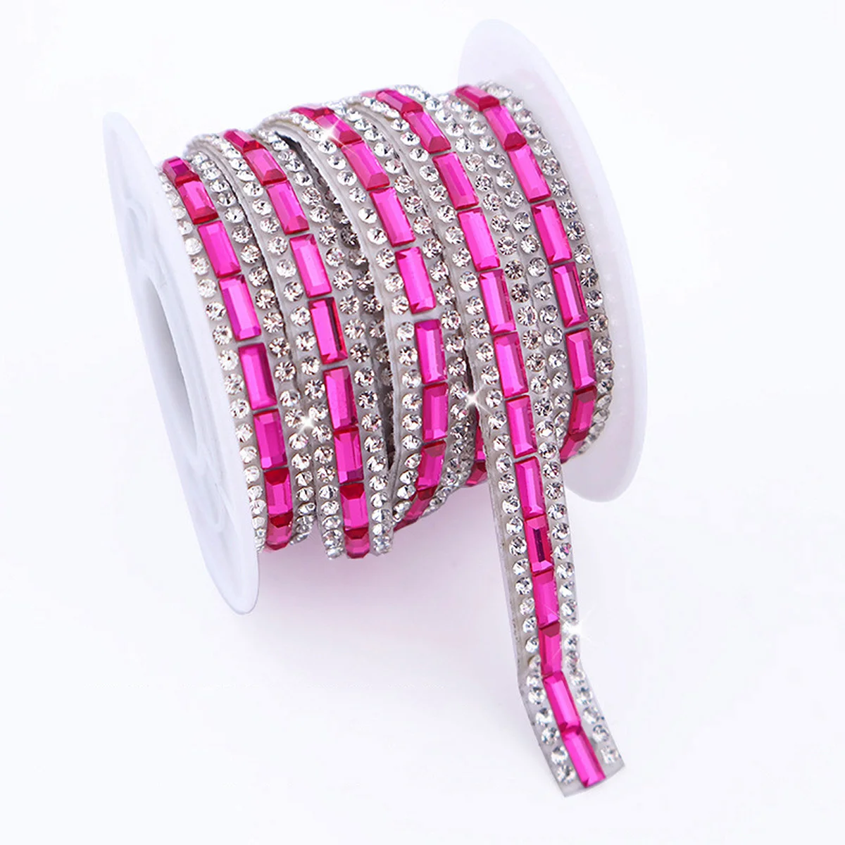 3 Yards Strasskette zum Aufnähen, 7 mm breit, glänzende Kristallsteine, zum Aufkleben, Strasskette für Kleidung, Handarbeiten, Edelsteine, Bastelarbeiten – Detail 4